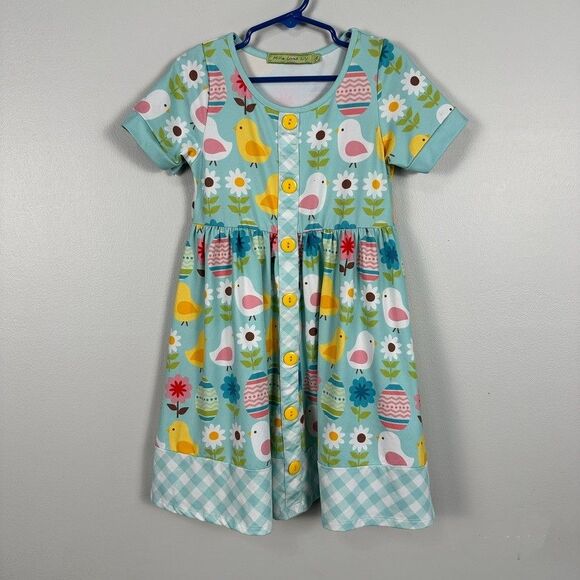 Millie Loves Lilly Girls Size 6 Dress Short Sleeve Easter Bunny Blue Spring - Picture 1 of 4